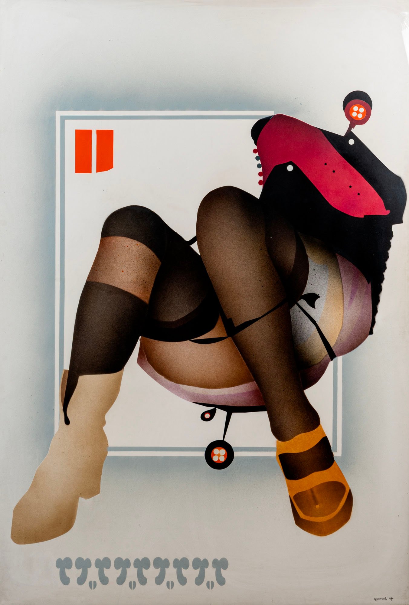 Figura femminile con riquadro grigio