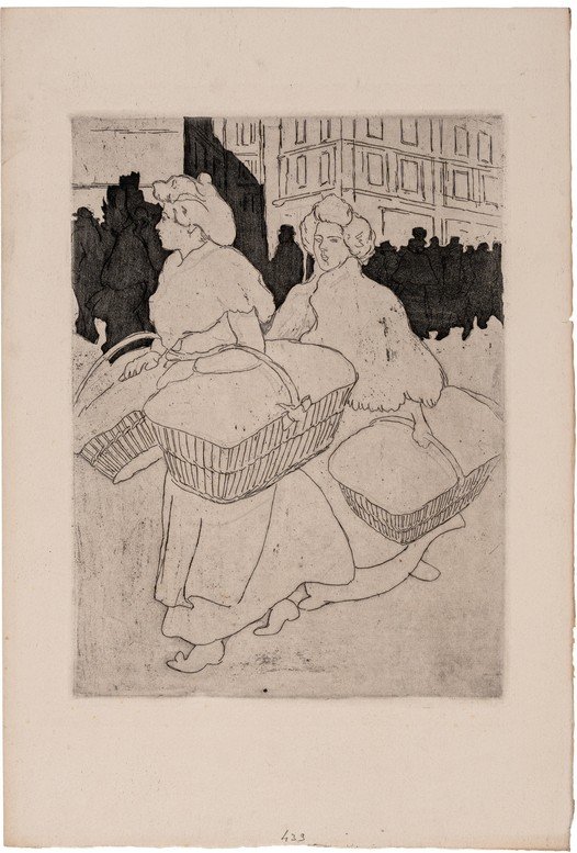 THEOPHILE STEINLEN - Blanchisseuses reportant l'ouvrage