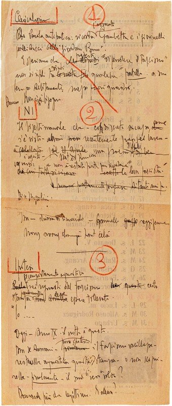Benito Mussolini - Appunti autografi su pagina di calendario dell'ottobre 1928