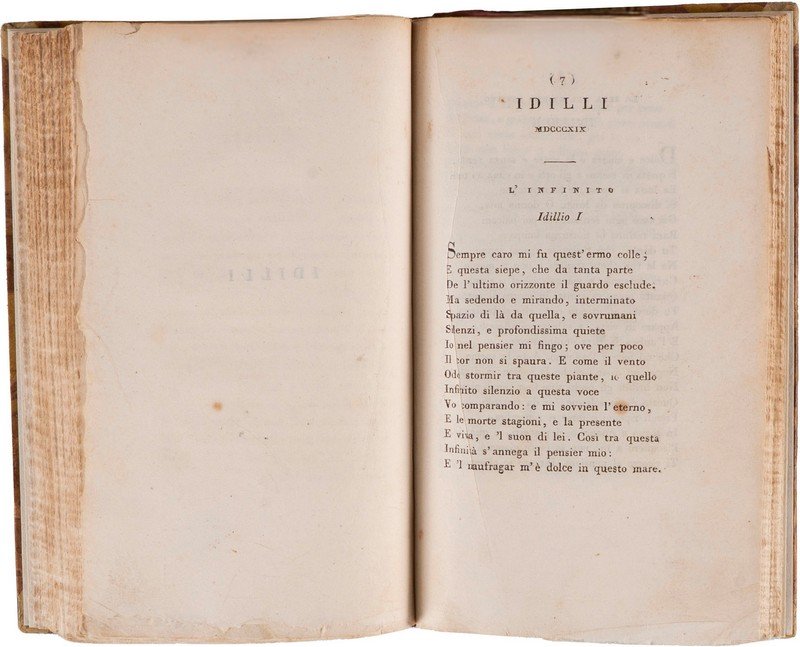 Leopardi Giacomo - Canzoni del Conte Giacomo Leopardi. Pei tipi del nobili e comp. (1824)
nitamente A:
eopardi Giacomo - Versi del Conte Giacomo Leopardi