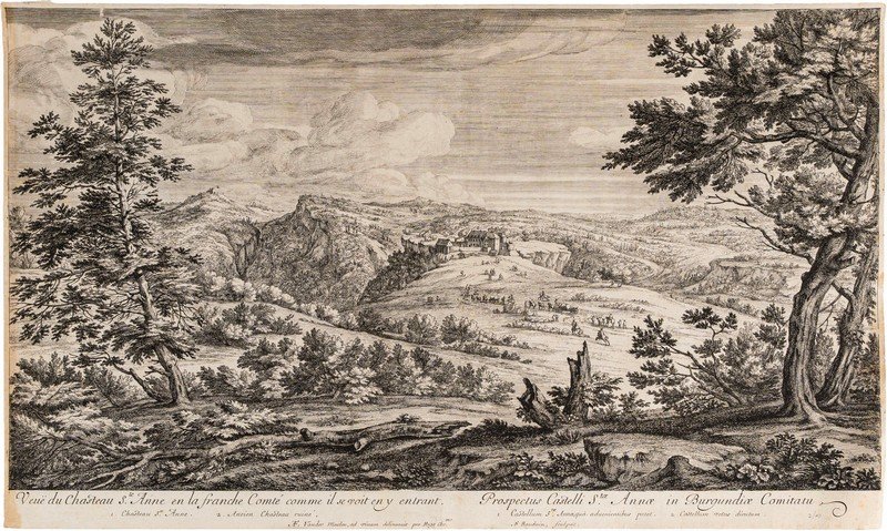 Adriaen Frans Boudewyns (Bruxelles, 1644 - ivi, 1711) da Adam François van der Meulen (Bruxelles, 1632 - Parigi, 1690) - Veduta del Castello di Sainte-Anne