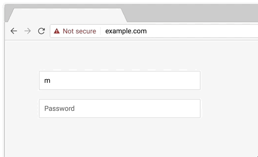 ricerca di un sito nel browser dove appare la scritta not secure in rosso
