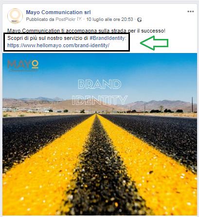 esempio di un post di mayo communication in cui è presente un call to action