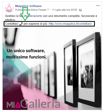 esempio di un post di miapplica software in cui è presente un call to action